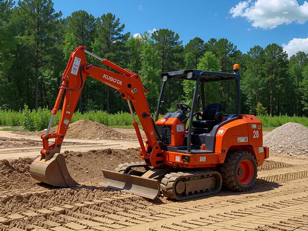 Excavation and grading services in Rochester NY by Alba's Property Service using mini excavator for site preparation and digging work